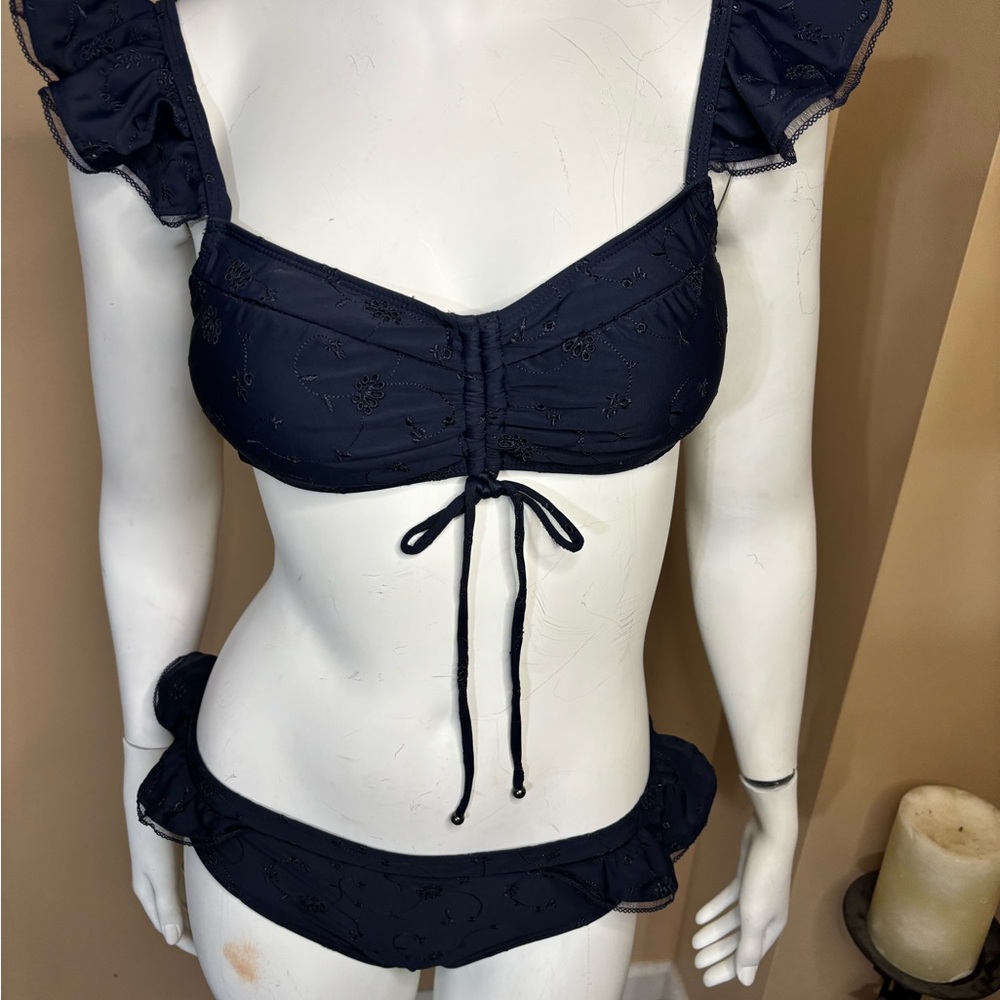 Jonathan Simkhai Blue Ruffle Bikini Set - Picture 4 of 13